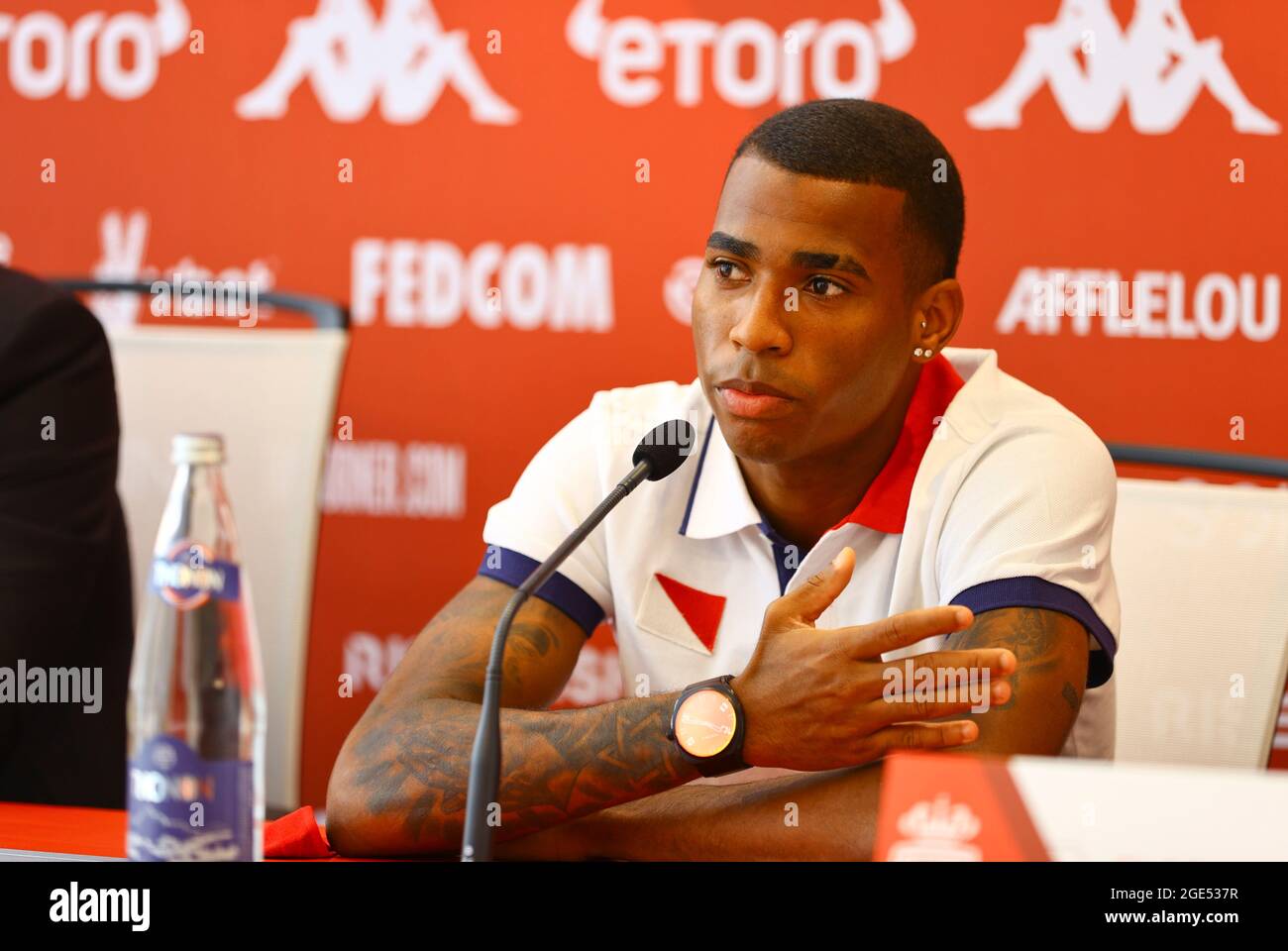 La Turbie, Frankreich. August 2021. La Turbie, Frankreich - 16. August 2021: PRÄSENTATION DES Spielers in Monaco für die Saison 2021-22 mit dem brasilianischen Mittelfeldspieler Jean Lucas Oliveira. Mandoga Media Credit: dpa/Alamy Live News Stockfoto