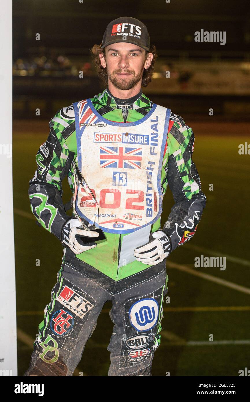 MANCHESTER, GROSSBRITANNIEN. 16. AUGUST Charles Wright - Dritter Platz während der Sports Insure British Speedway Finals im National Speedway Stadium, Manchester am Montag, 16. August 2021. (Kredit: Ian Charles | MI News) Kredit: MI News & Sport /Alamy Live News Stockfoto