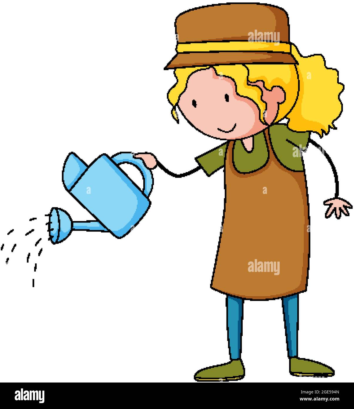 Kleiner Gärtner Doodle Cartoon Figur Illustration