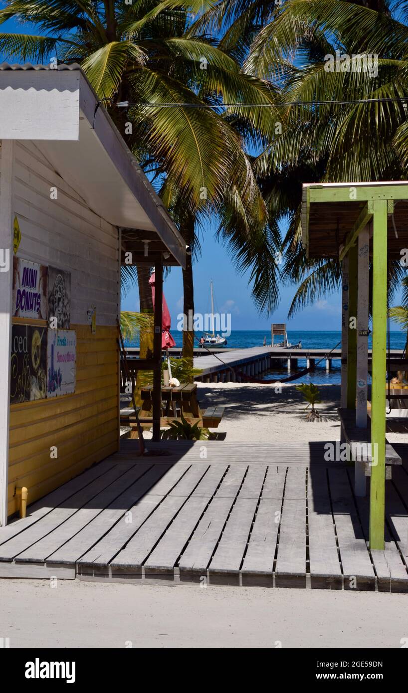Strandbar/Restaurant auf Caye Caulker, Belize Stockfoto