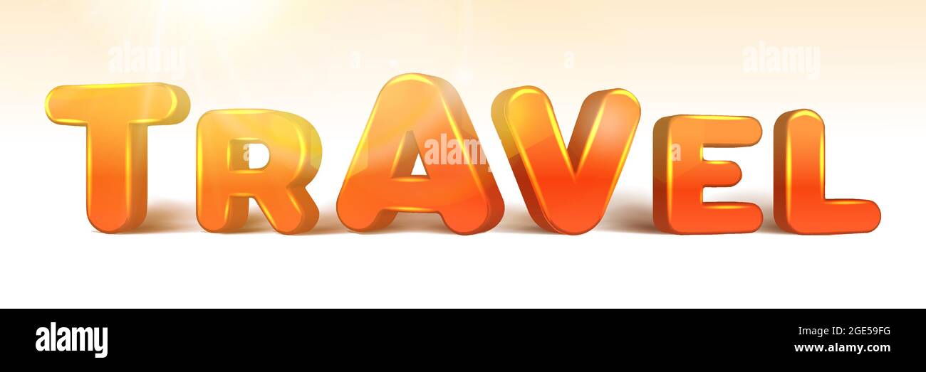 Realistische Vektor-Reisebuchstaben. Isoliert auf weißem Hintergrund. Stock Vektor