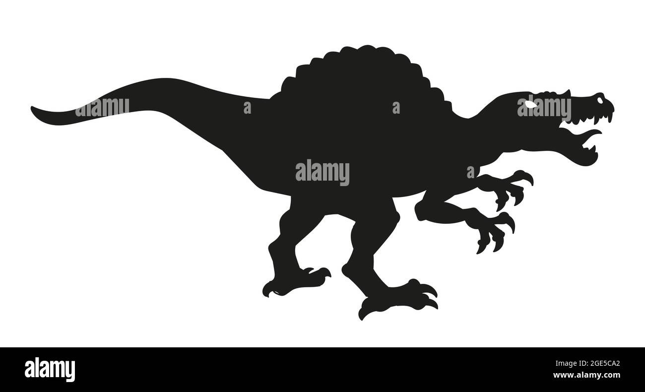 Dinosaurier-Silhouette. Spinosaurus schwarze Silhouette. Vektordarstellung auf weißem Hintergrund isoliert Stock Vektor