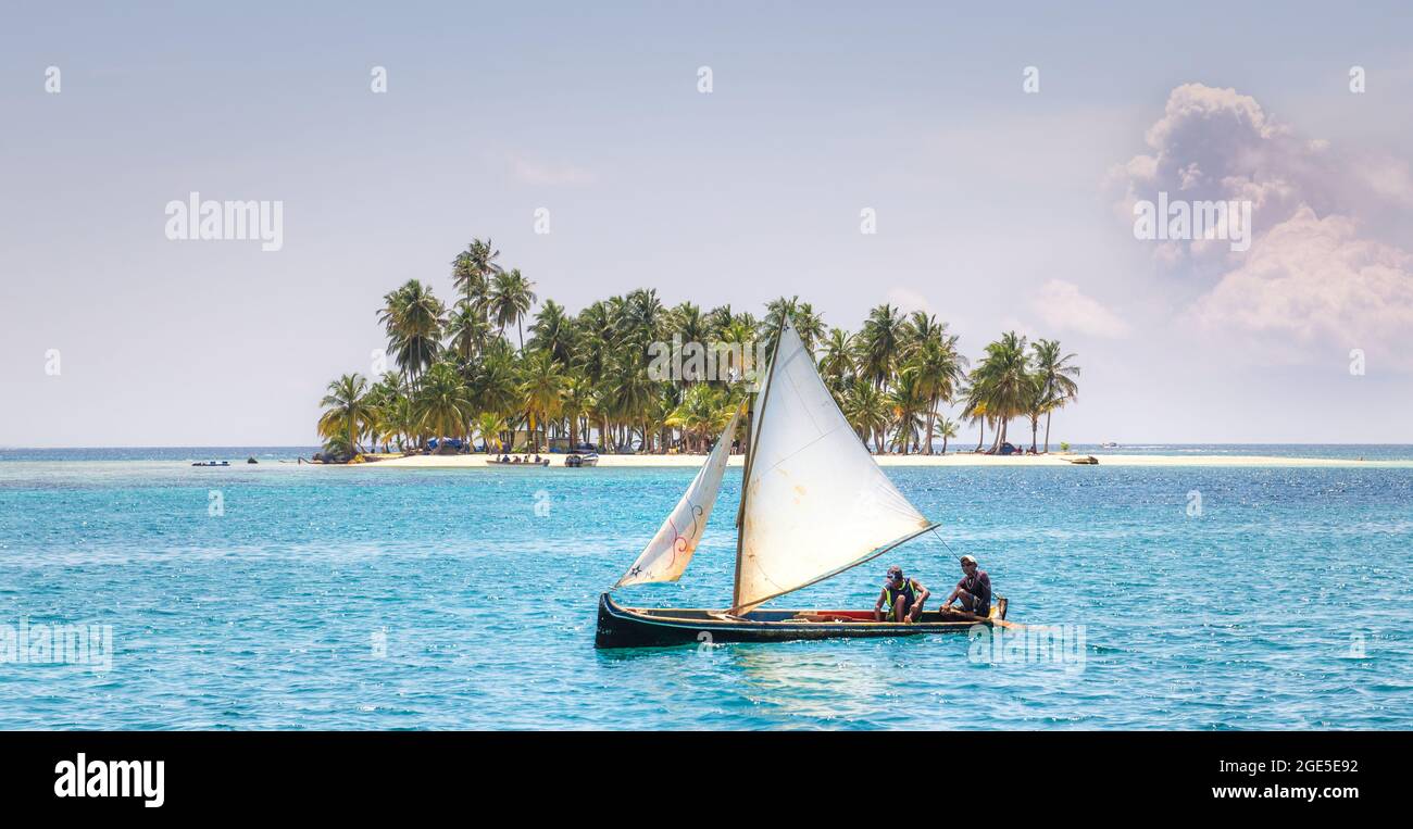 Angeln in den San Blas Inseln, Panama. Stockfoto