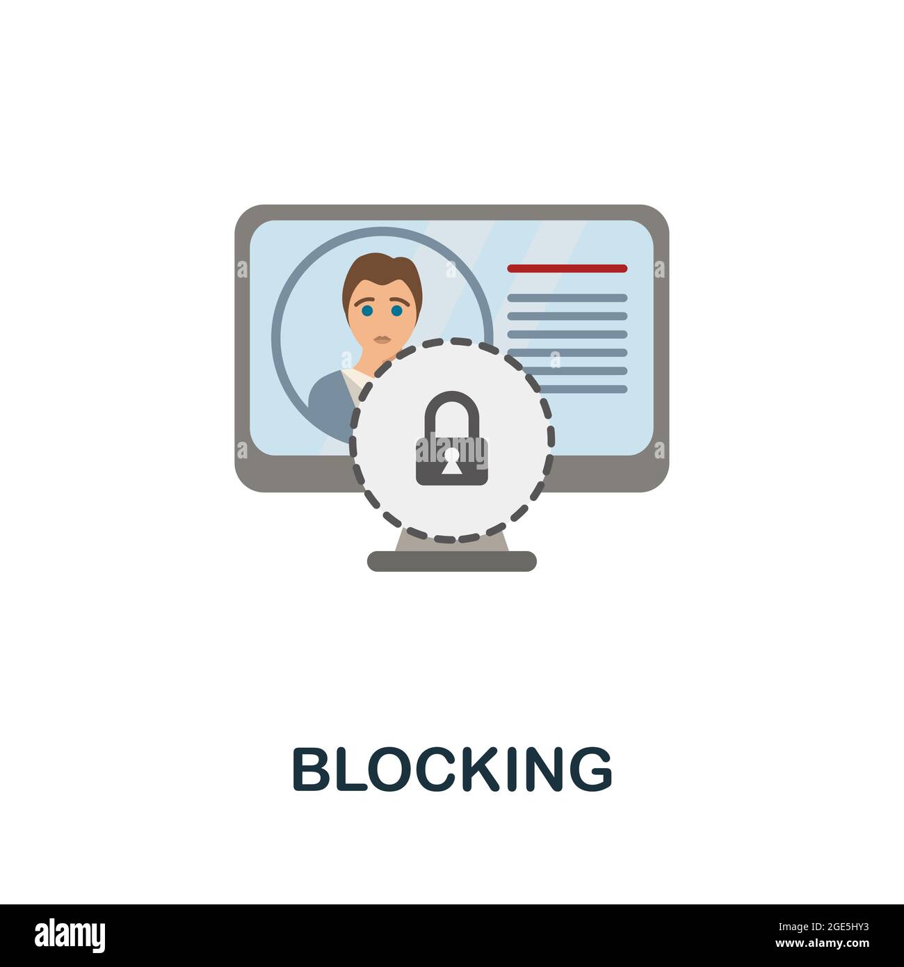 Flaches Symbol wird blockiert. Farbiger Schild aus der Sammlung von Cybermobbing. Creative Blocking Icon Illustration für Web-Design, Infografiken und mehr Stock Vektor