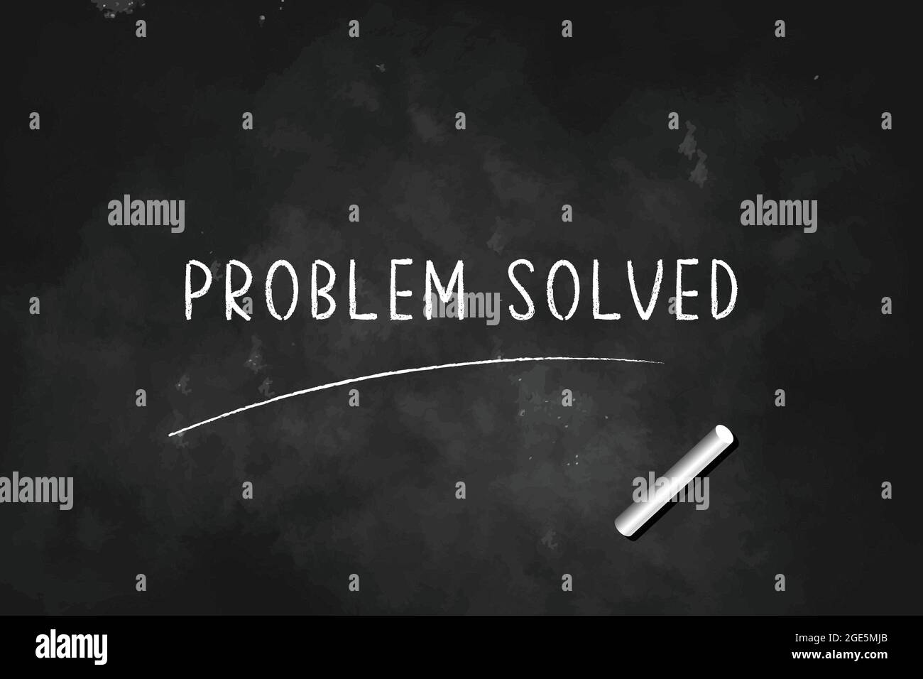 PROBLEM GELÖST geschrieben mit Kreide auf Tafel Symbol Logo Design Vektor Illustration Stock Vektor