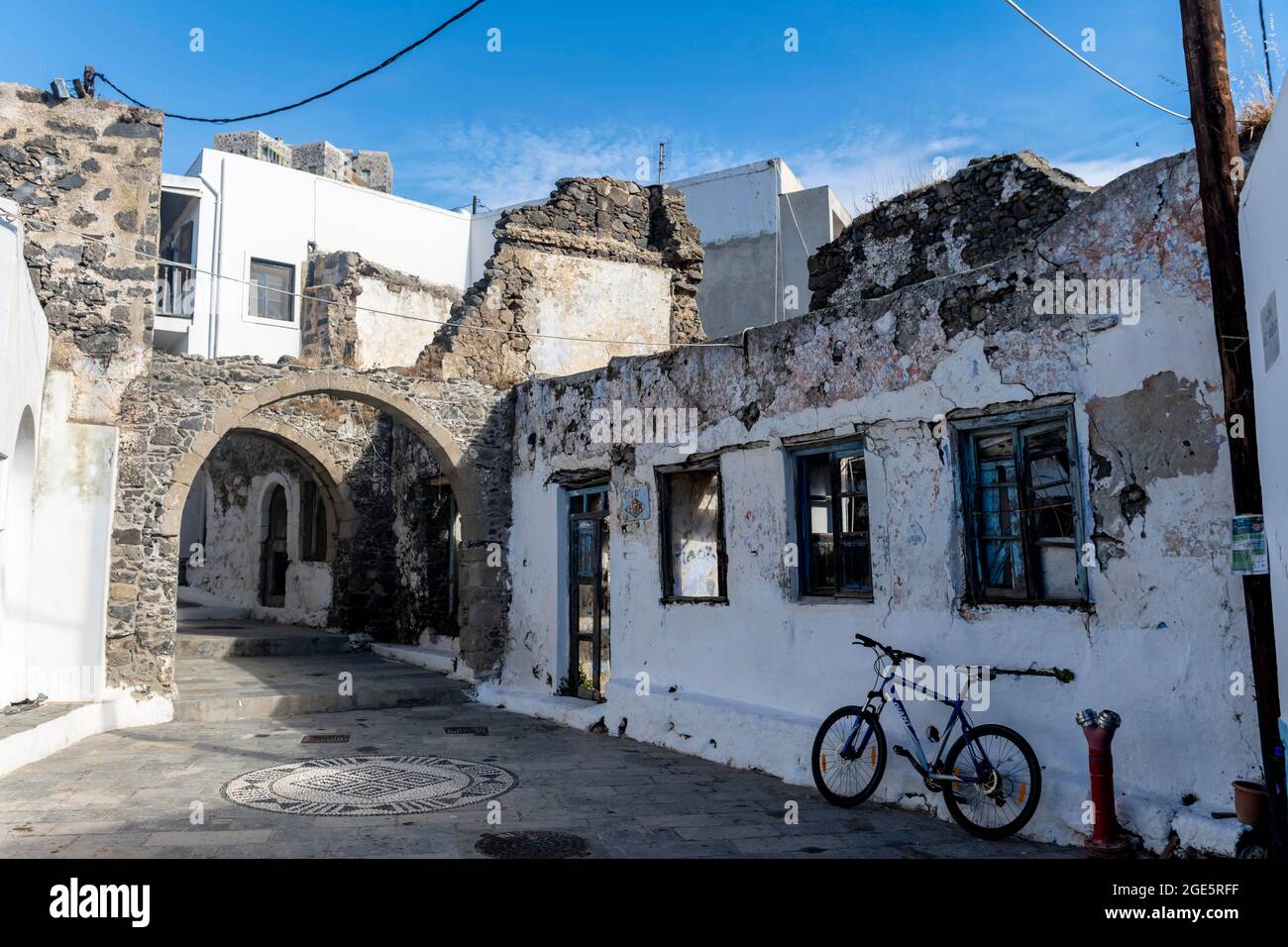 Verfallenes Dorf Emporios, Nisyros, Dodekanes, Griechenland Stockfoto