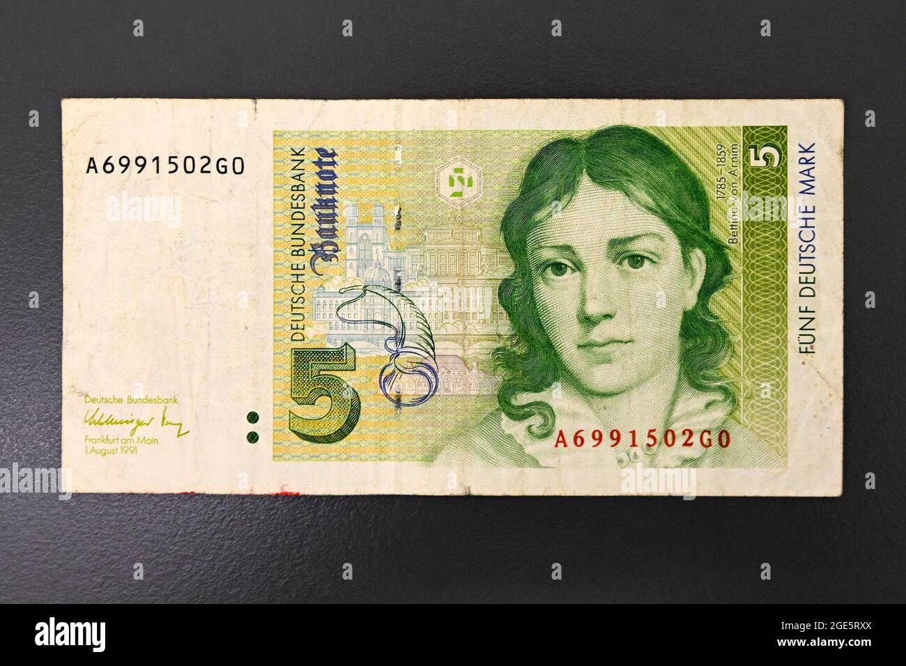 Banknote Mit Fünf Deutschen Mark Stockfoto