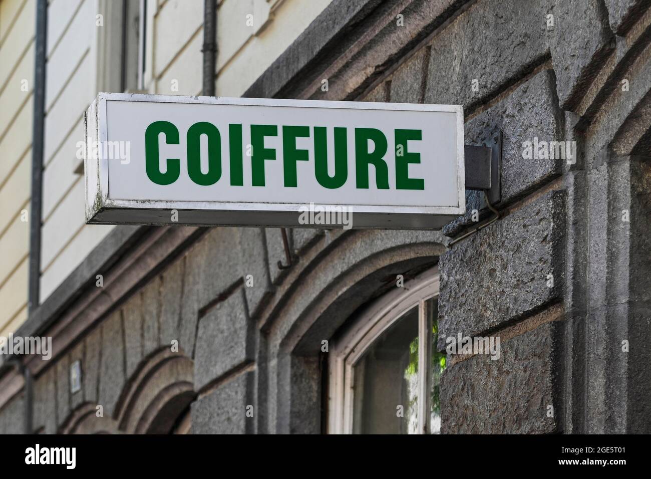 Schild Coiffure Stockfoto