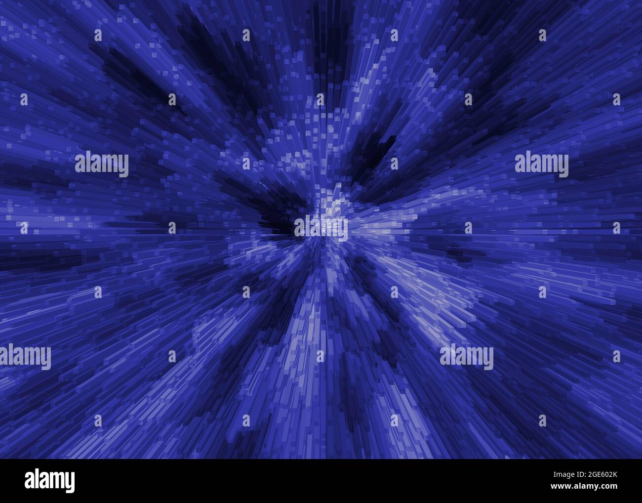 Violette 3D-Wolkenkratzer-Blöcke, abstrakter moderner Hintergrund. Hintergrund ideal für Internet, Glasfaser, Natur, Technologie und dynamisches Designkonzept. Stockfoto