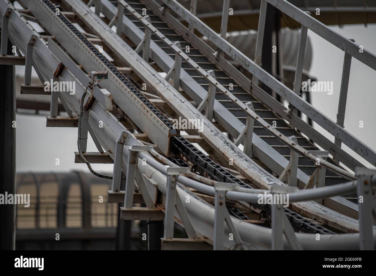 Blackpool Pleasure Beach Pepsi Max Big One, Icon Construction, Revolution, Ripleys und Pasaje Del Terror Stockfoto