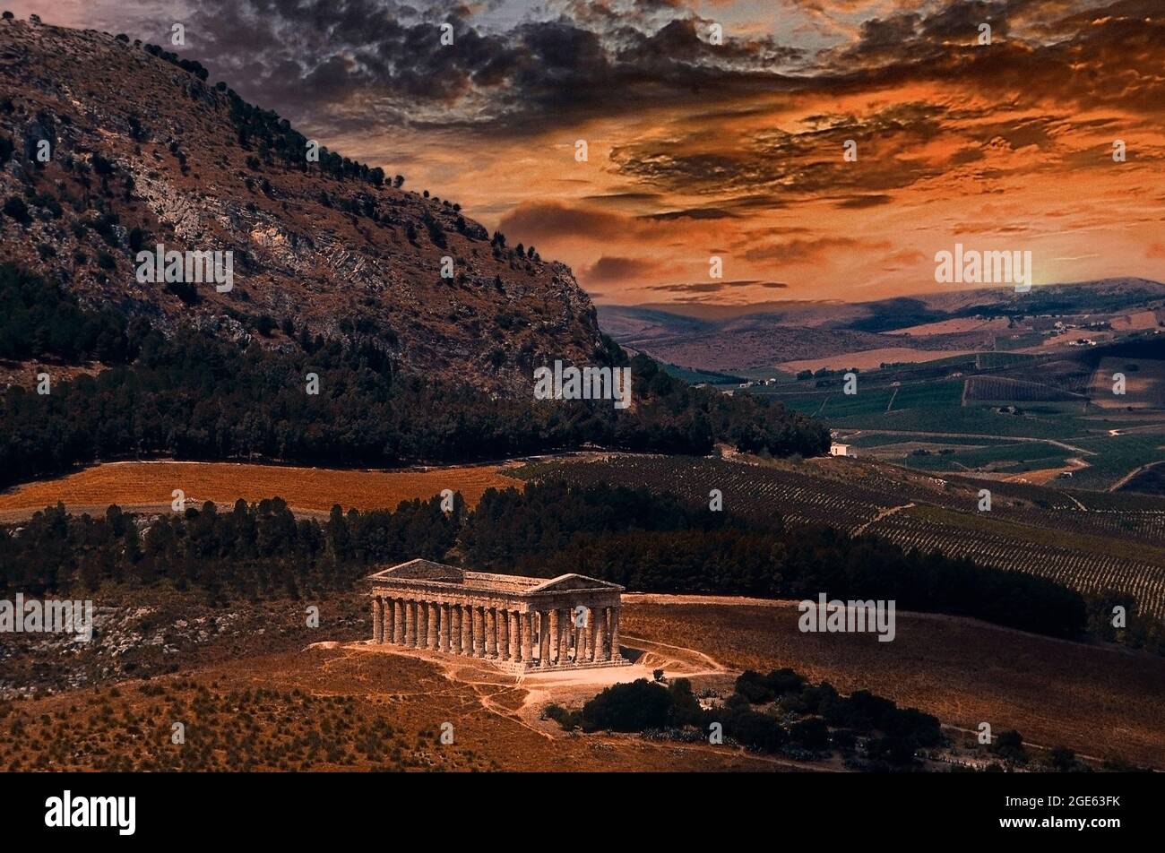 Italien Sizilien Segesta griechischer Tempel in DP Stockfoto