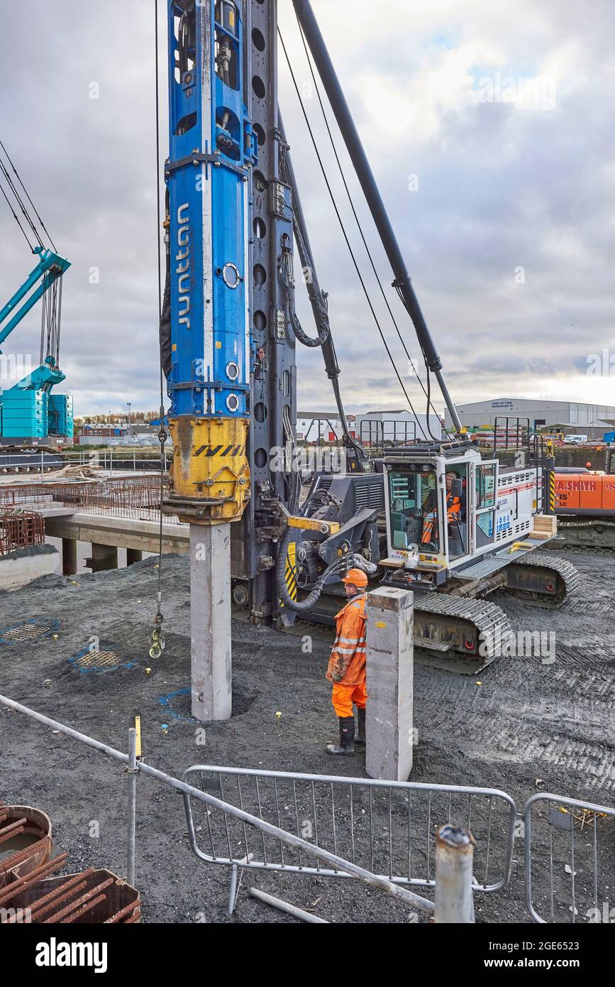 Pilling auf einer britischen Baustelle Stockfoto