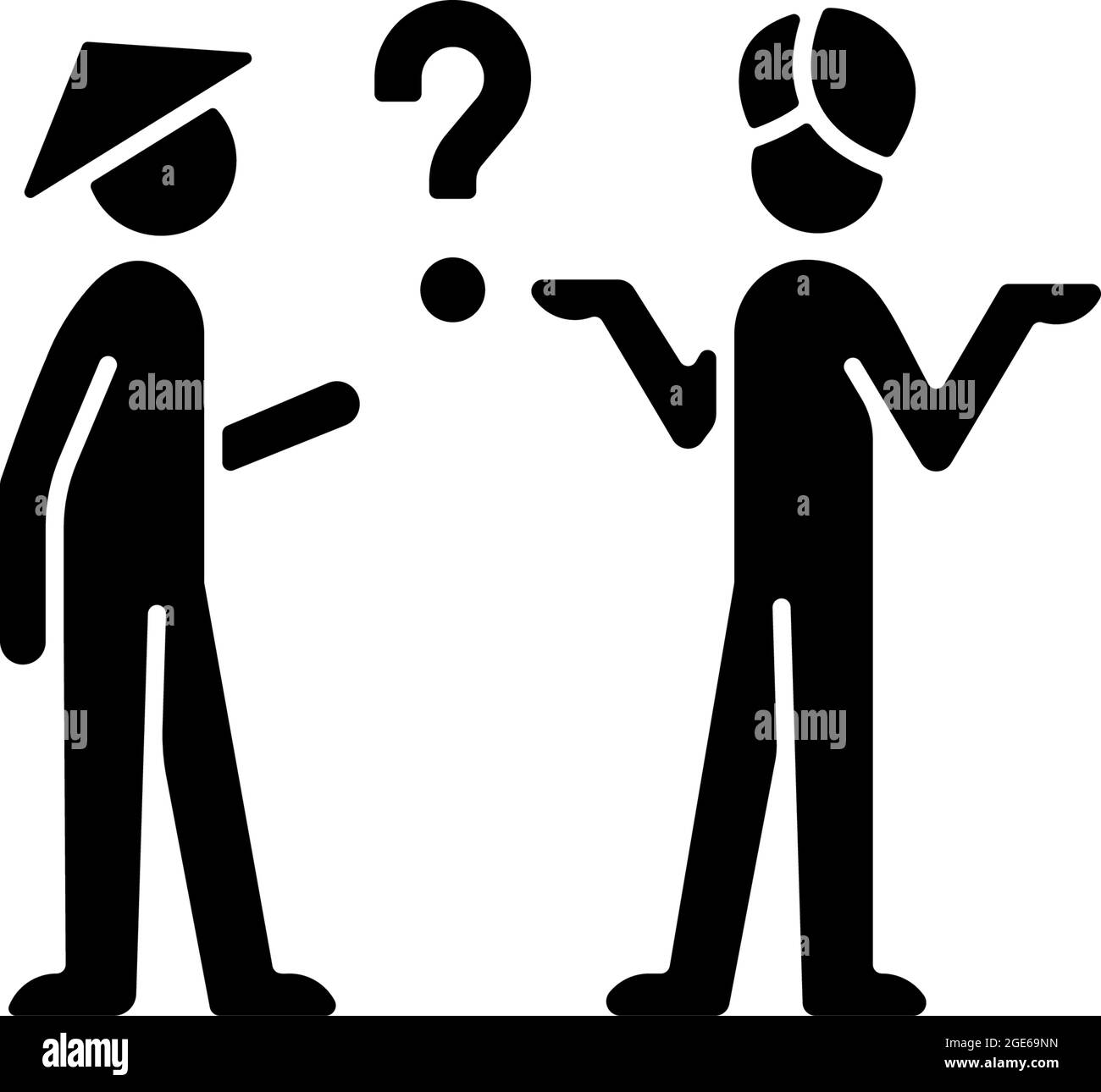 Kulturelle Barrieren schwarzes Glyphen-Symbol Stock Vektor