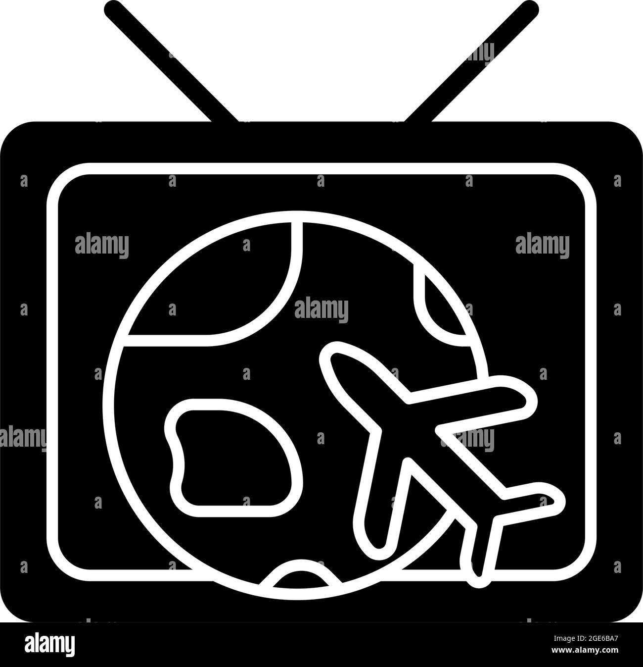 Reise- und Abenteuershow mit schwarzem Glyphen-Symbol Stock Vektor