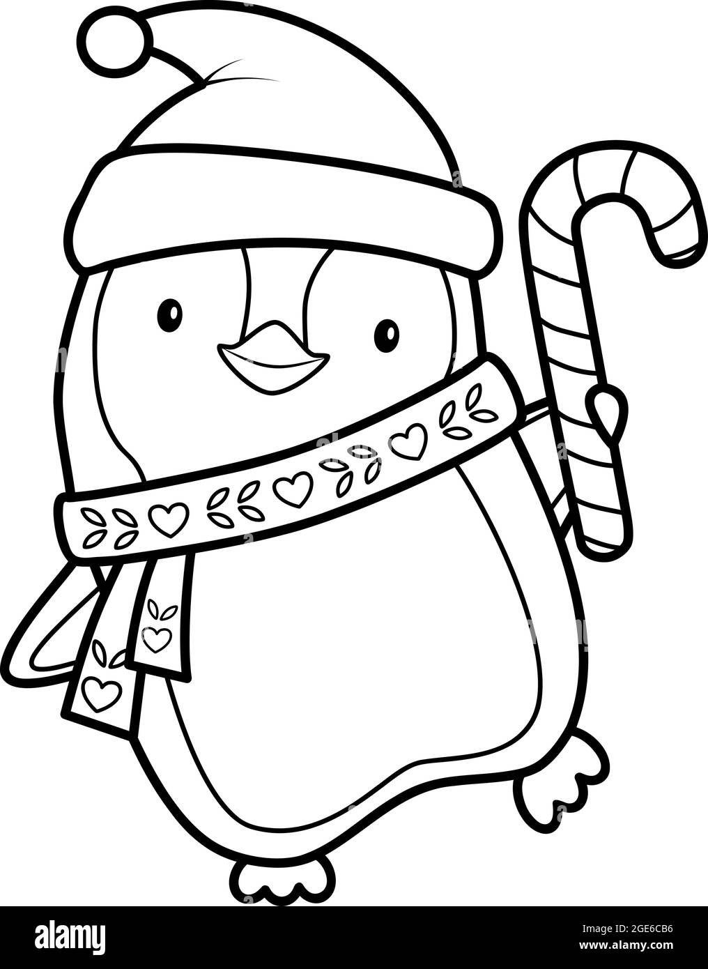 Weihnachten zum ausmalen Buch oder Seite für Kinder. Weihnachts Pinguin  schwarz-weiß Vektor-Illustration Stock-Vektorgrafik - Alamy
