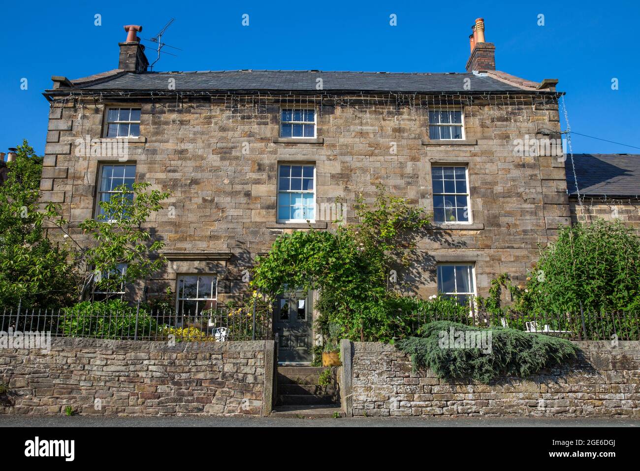 Charakteristisches Steinhaus im Dorf Longnor, Peak District National Park Stockfoto