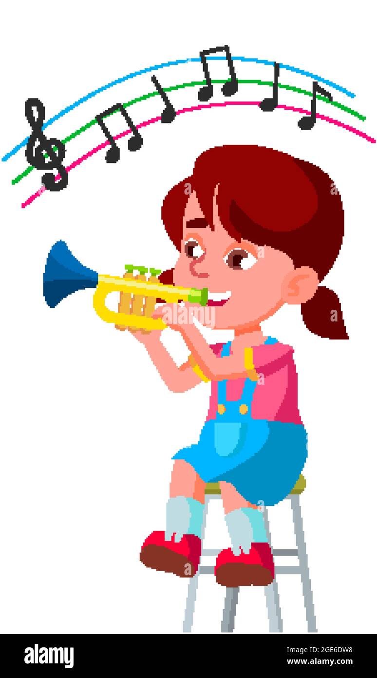 Mädchen Kind Spielt Auf Trompete In Orchestra Vector Stock-Vektorgrafik -  Alamy