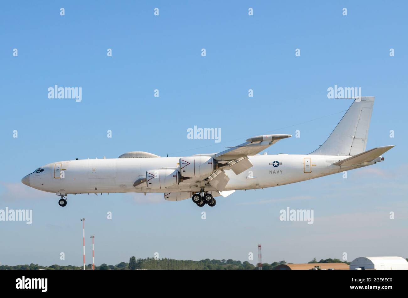 Boeing E-6B Mercury (ehemals Hermes) fliegender Kommandoposten und Kommunikationsrelais auf Basis des Boeing 707-Düsenflugzeugs. Kontrolle von Atomwaffen Stockfoto