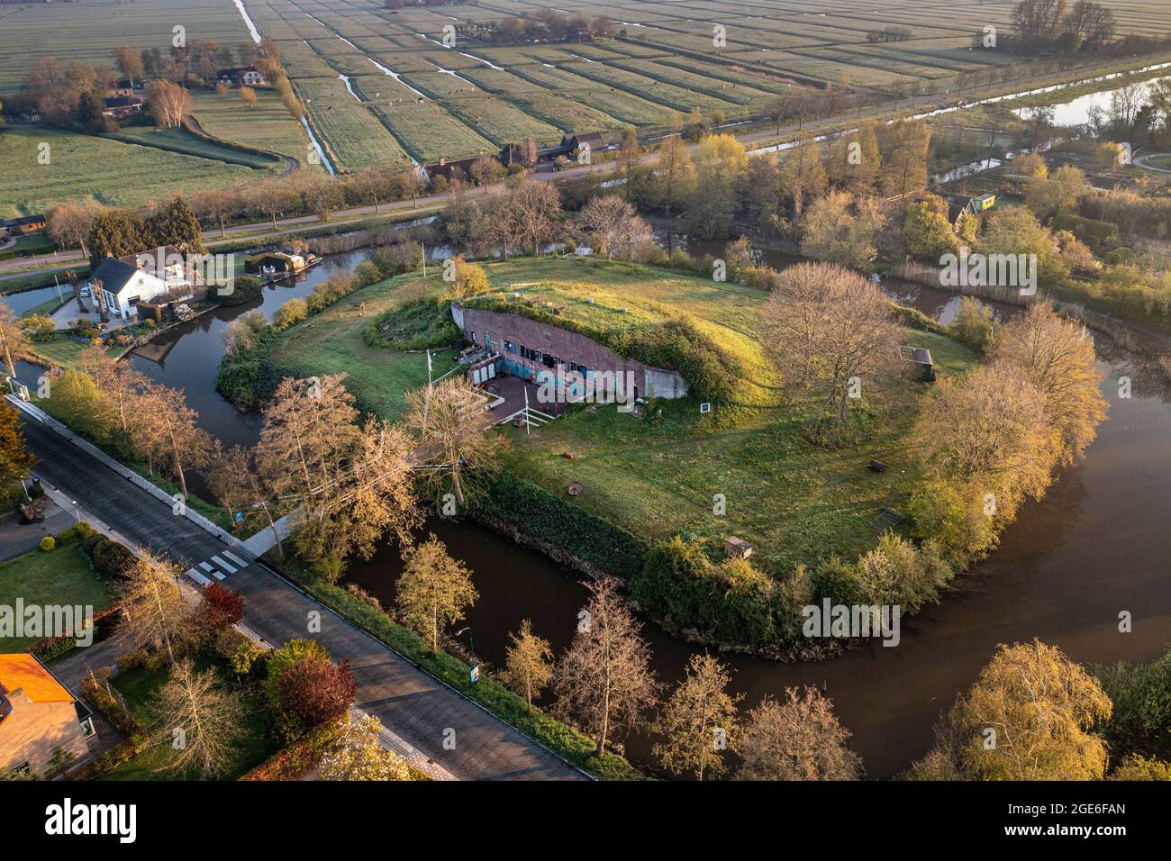 Die Niederlande, Maarsseveen, Fort Maarsseveen Teil der Neuen Niederländischen Wasserlinie. UNESCO-Weltkulturerbe. Niederländische Wasserschutzlinien. Kunst, Kunstzentrum Stockfoto