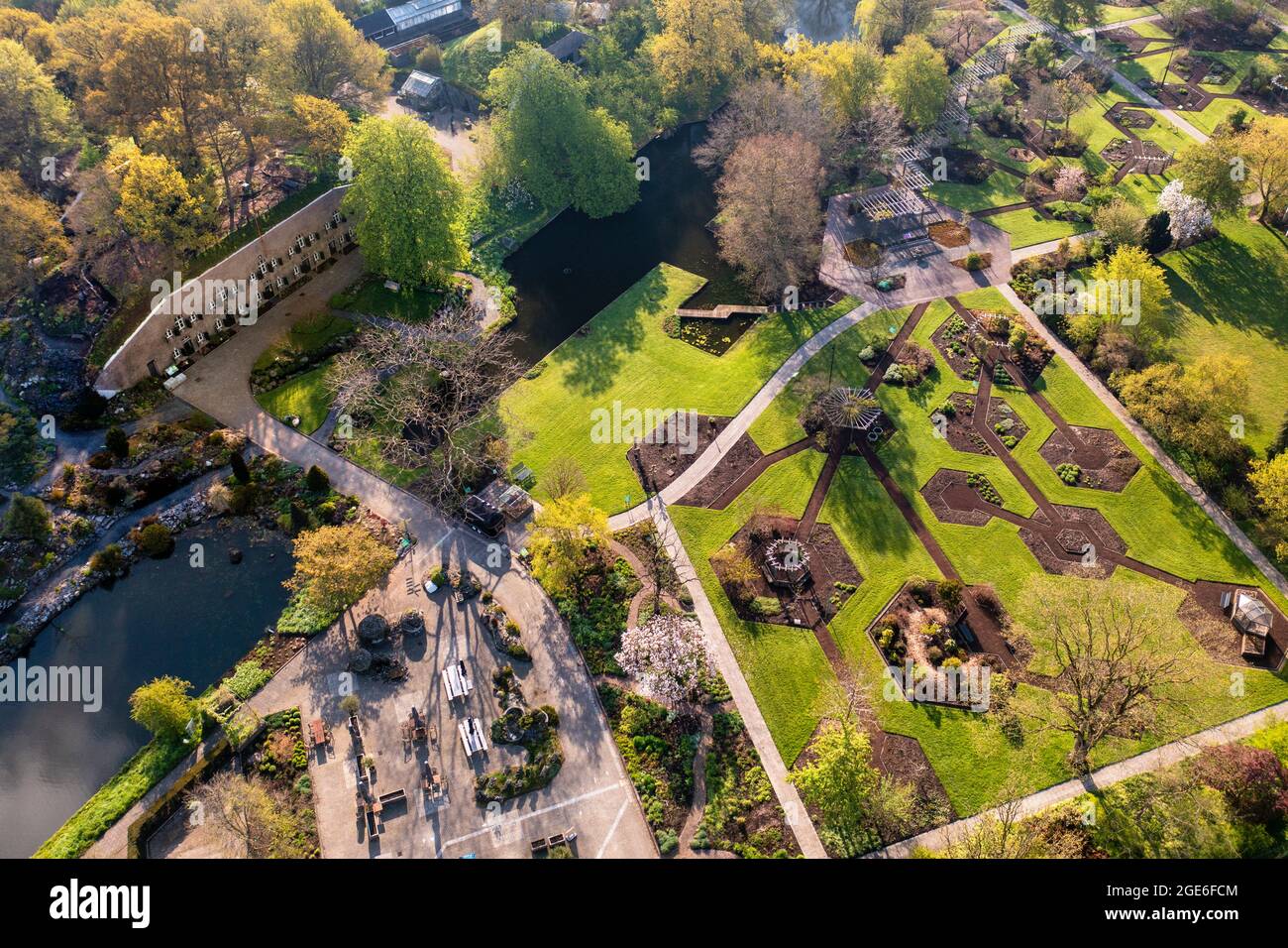 Niederlande, Utrecht, Fort Hoofddijk, Teil der Neuen Niederländischen Wasserlinie. UNESCO-Weltkulturerbe. Niederländische Wasserschutzlinien. Antenne. Botanischer ga Stockfoto