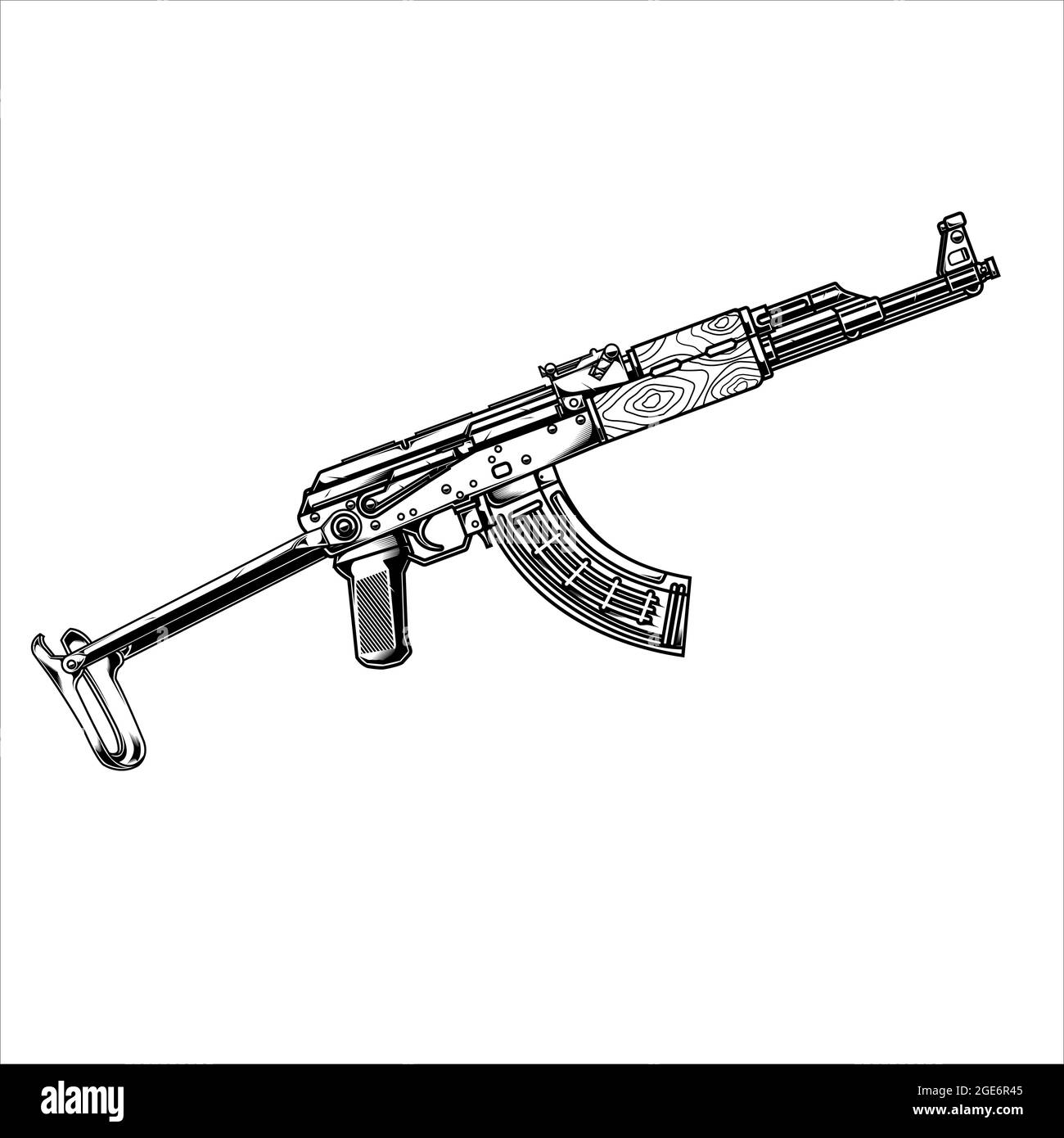 Line Art Pistole akm 74 Tacticl Stock Vektor