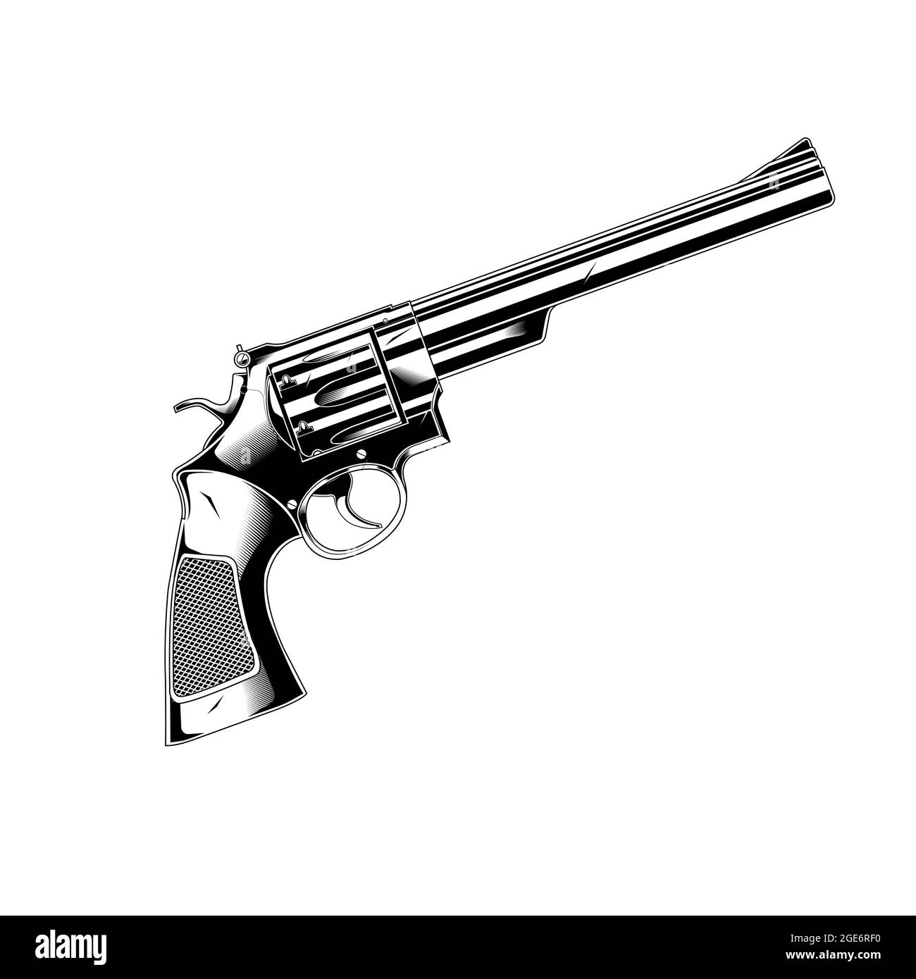 Line Art Pistole 357 Magnum Revolver Stock Vektor