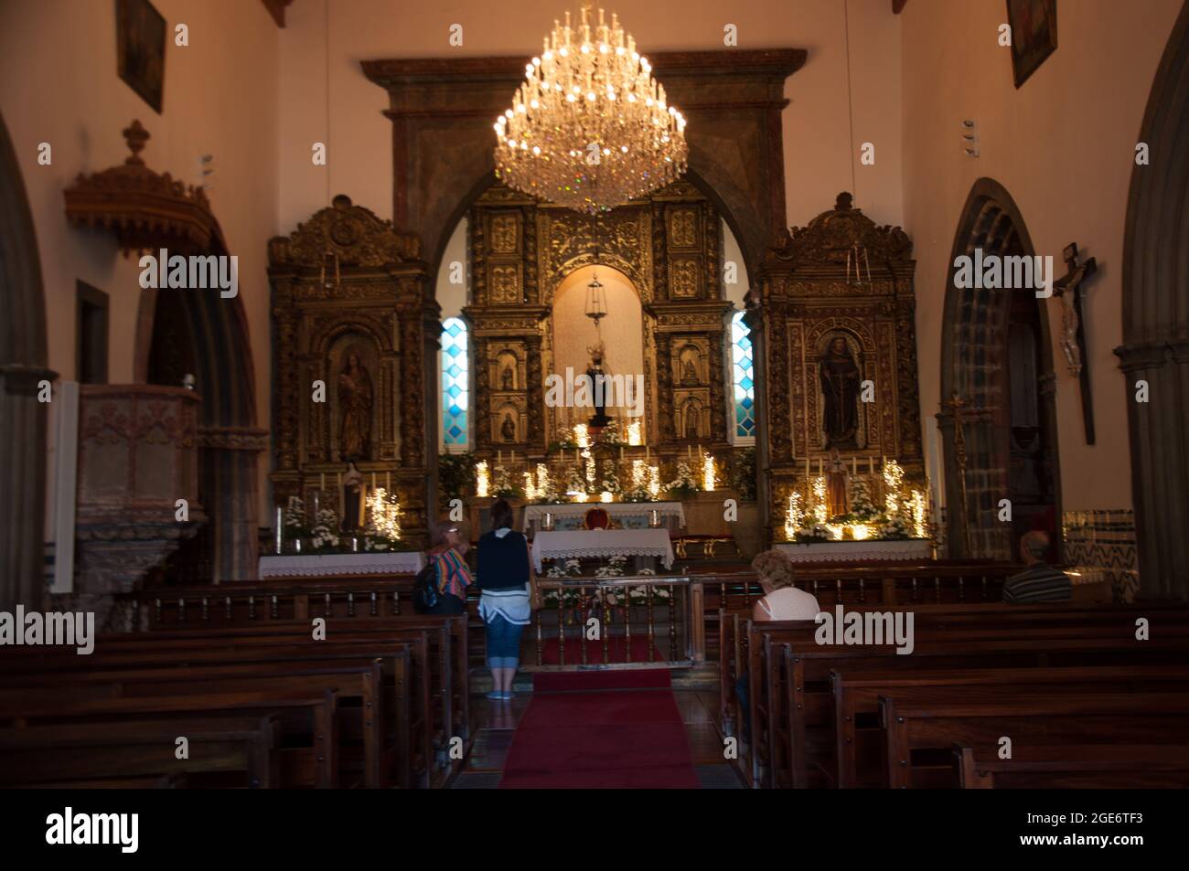 Altar und Kirchenschiff, Hauptkirche, Ribeira Brava, Madeira, Portugal, Europa Stockfoto