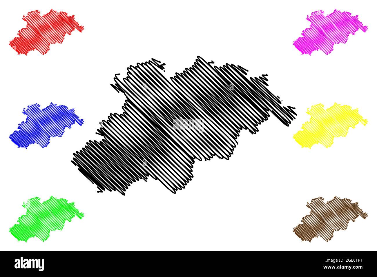 Erzgebirgskreis (Bundesrepublik Deutschland, Landkreis Schwaben, Freistaat Sachsen) Kartenvektordarstellung, Scribble-Skizze Erzgebirge Stock Vektor