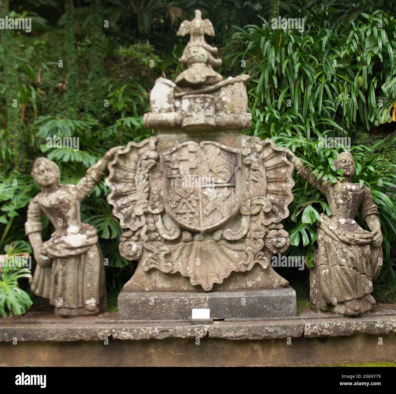 Portugiesisches Wappen, tropischer Garten, Monte Palace, Funchal, Madeira, Portugal, Europa Stockfoto