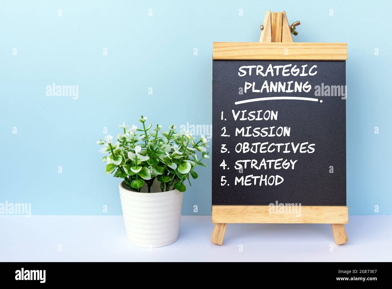Fünf Schritte der strategischen Planung - Geschäftskonzept Stockfoto