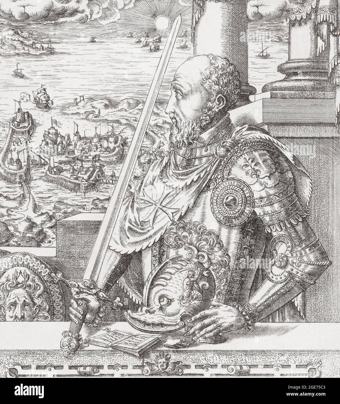 Jean Parisot de la Valette, c. 1494 - 1568. Ritter des Ordens St. John. Großmeister des Malteserordens. Er organisierte die Verteidigung Maltas während der Großen Belagerungsherrschaft durch die Türken im Jahr 1565. Nach einer Arbeit von Mathis Zundt aus dem 16. Jahrhundert. Stockfoto