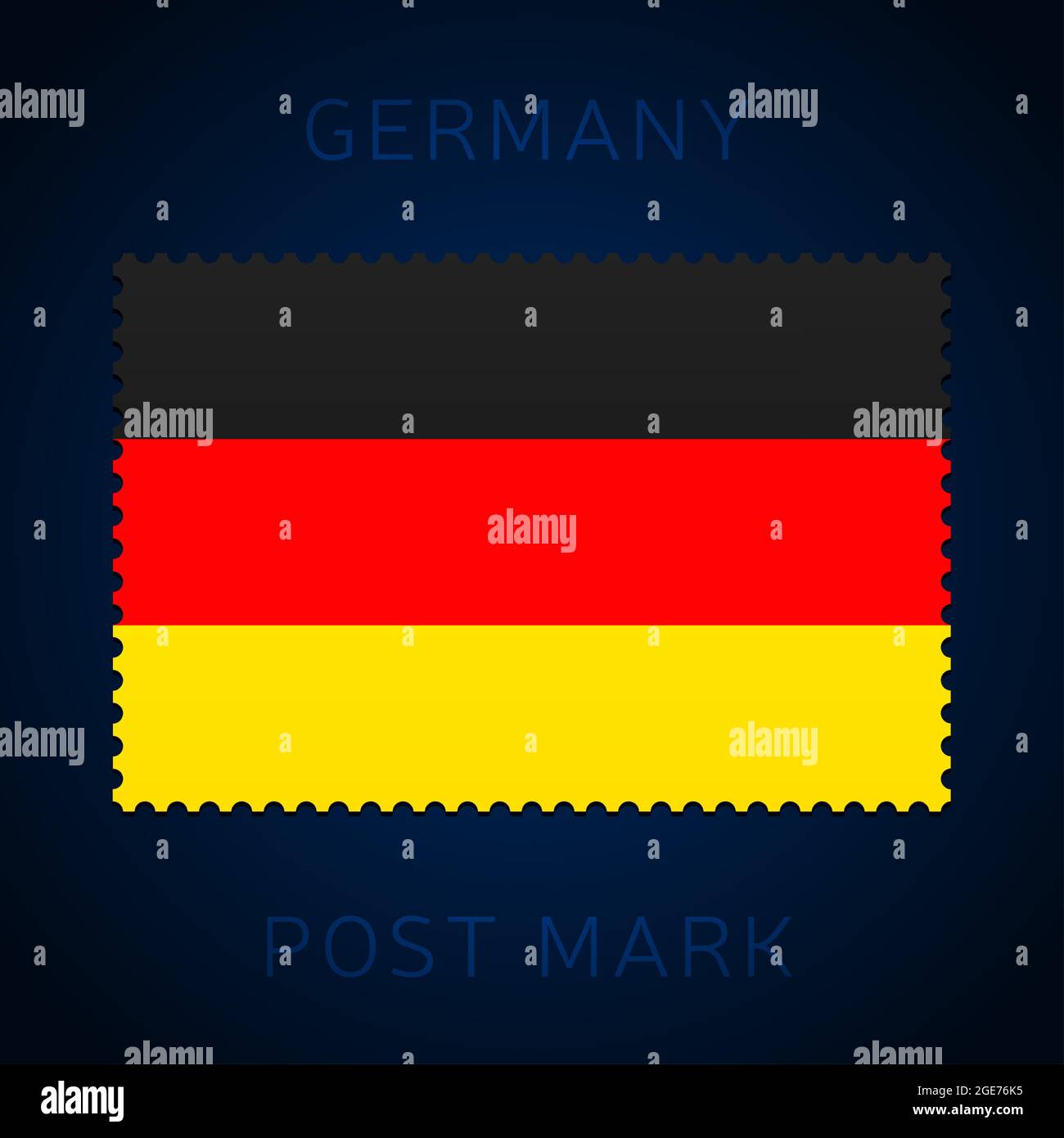 Deutschland-Portomarke. National Flag Briefmarke isoliert auf weißem Hintergrund Vektor-Illustration. Stempel mit offiziellem Länderflaggenmuster und zählen Stock Vektor