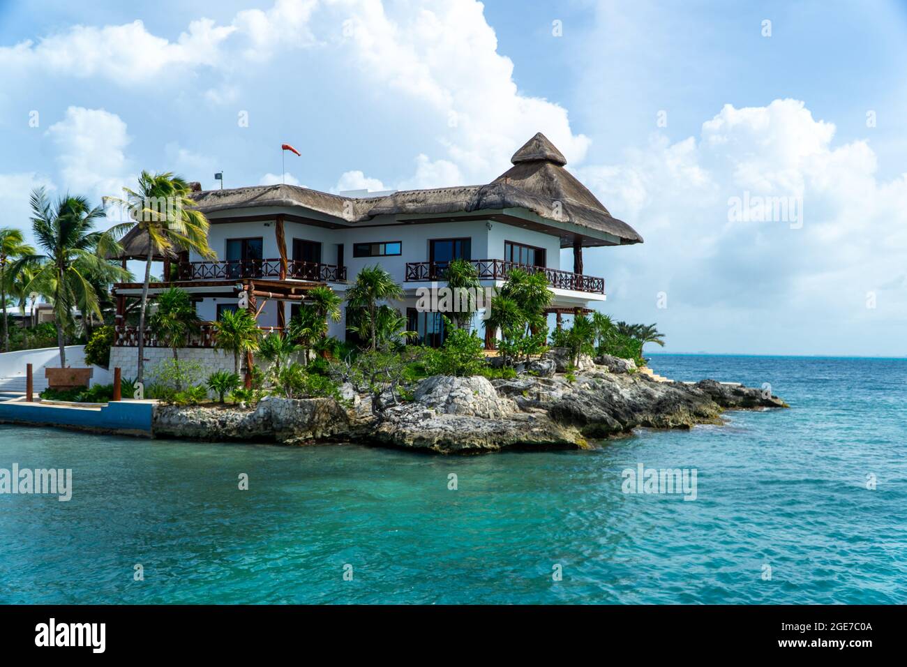 Blick auf die Yacht in der karibik in cancun mexiko Stockfoto