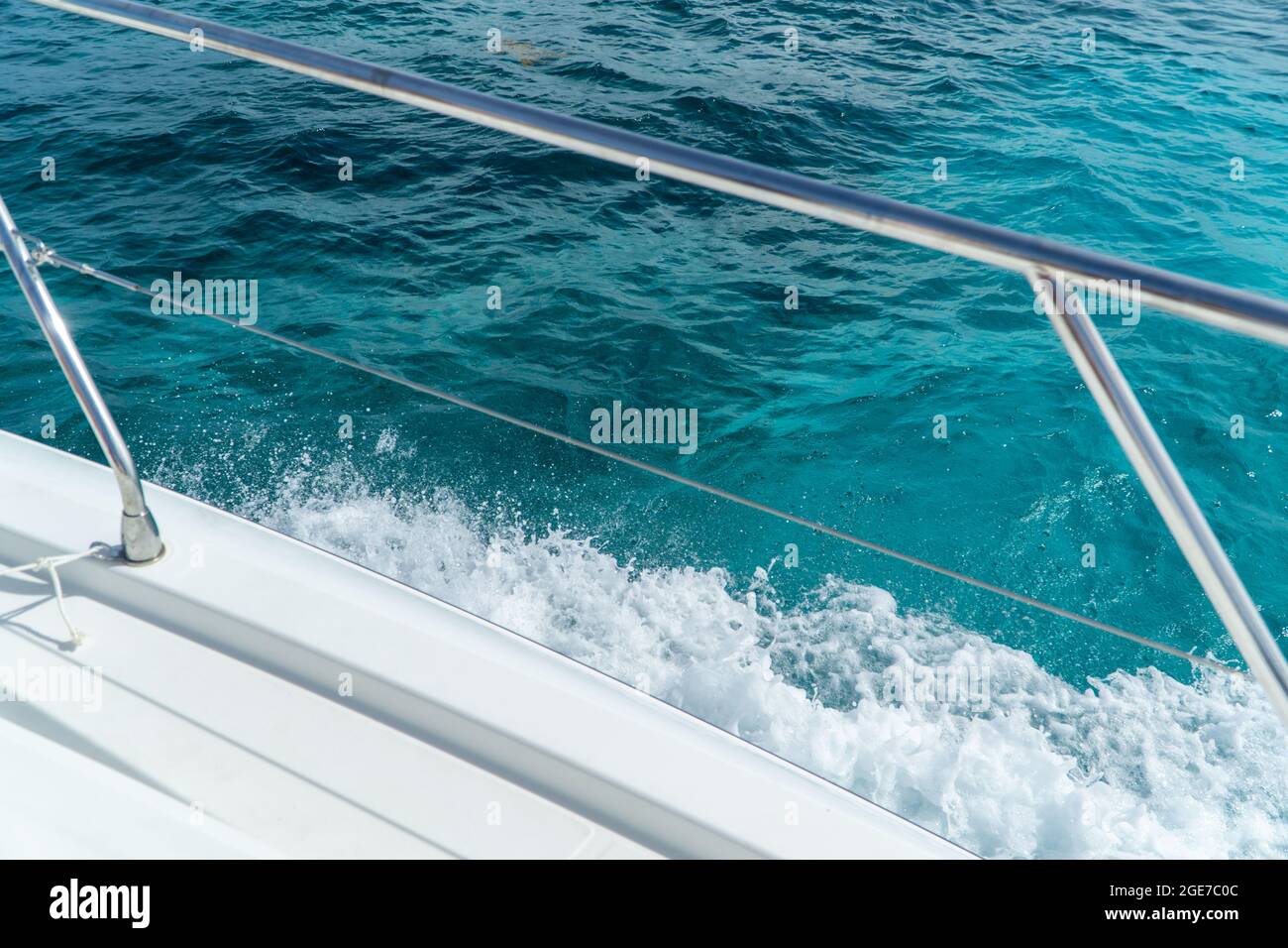 Blick auf die Yacht in der karibik in cancun mexiko Stockfoto