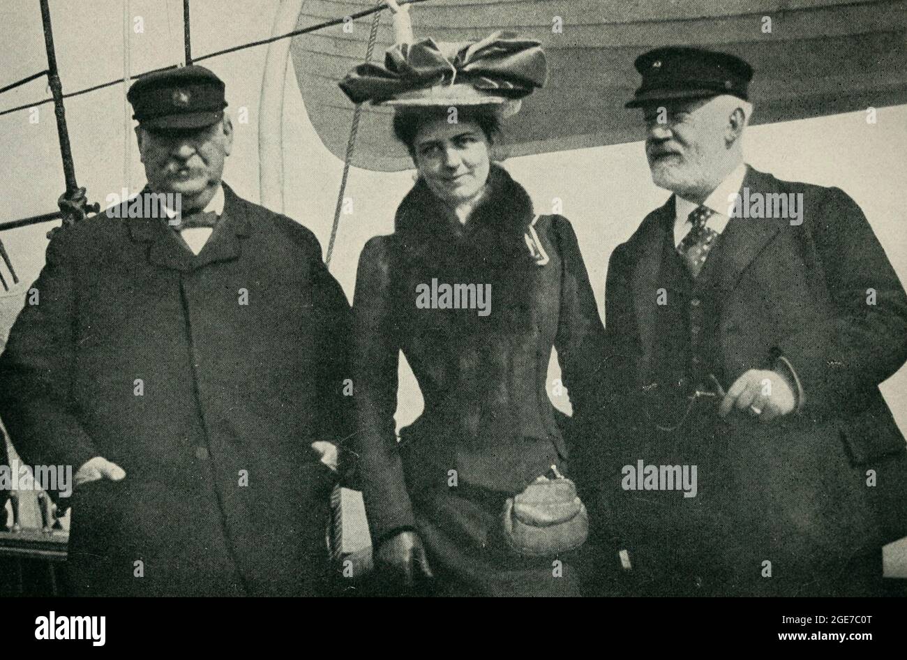Präsident Grover Cleveland, Frau Cleveland und Commodore E C Benedict Stockfoto