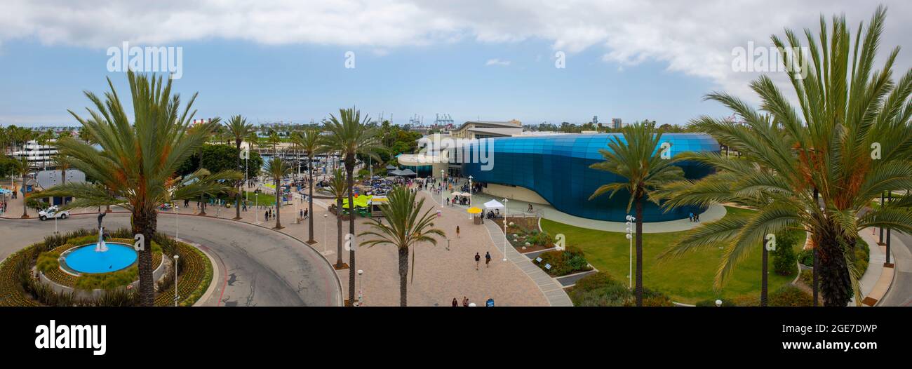 Long Beach Aquarium of the Pacific Panorama in der Innenstadt von Long Beach, Los Angeles County, California CA, USA. Stockfoto