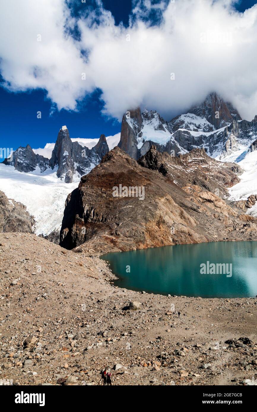 Fitz Roy Berg und Laguna de los Tres See, Nationalpark Los Glaciares, Patagonien, Argentinien Stockfoto