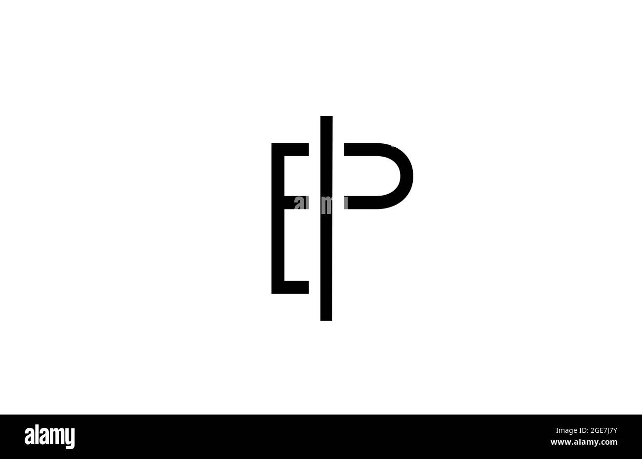 P Schwarz-Weiß-Linie Alphabet Buchstaben Logo für Business-Symbol. Schlichtes kreatives Schablonendesign für Identität und Schriftzug Stock Vektor