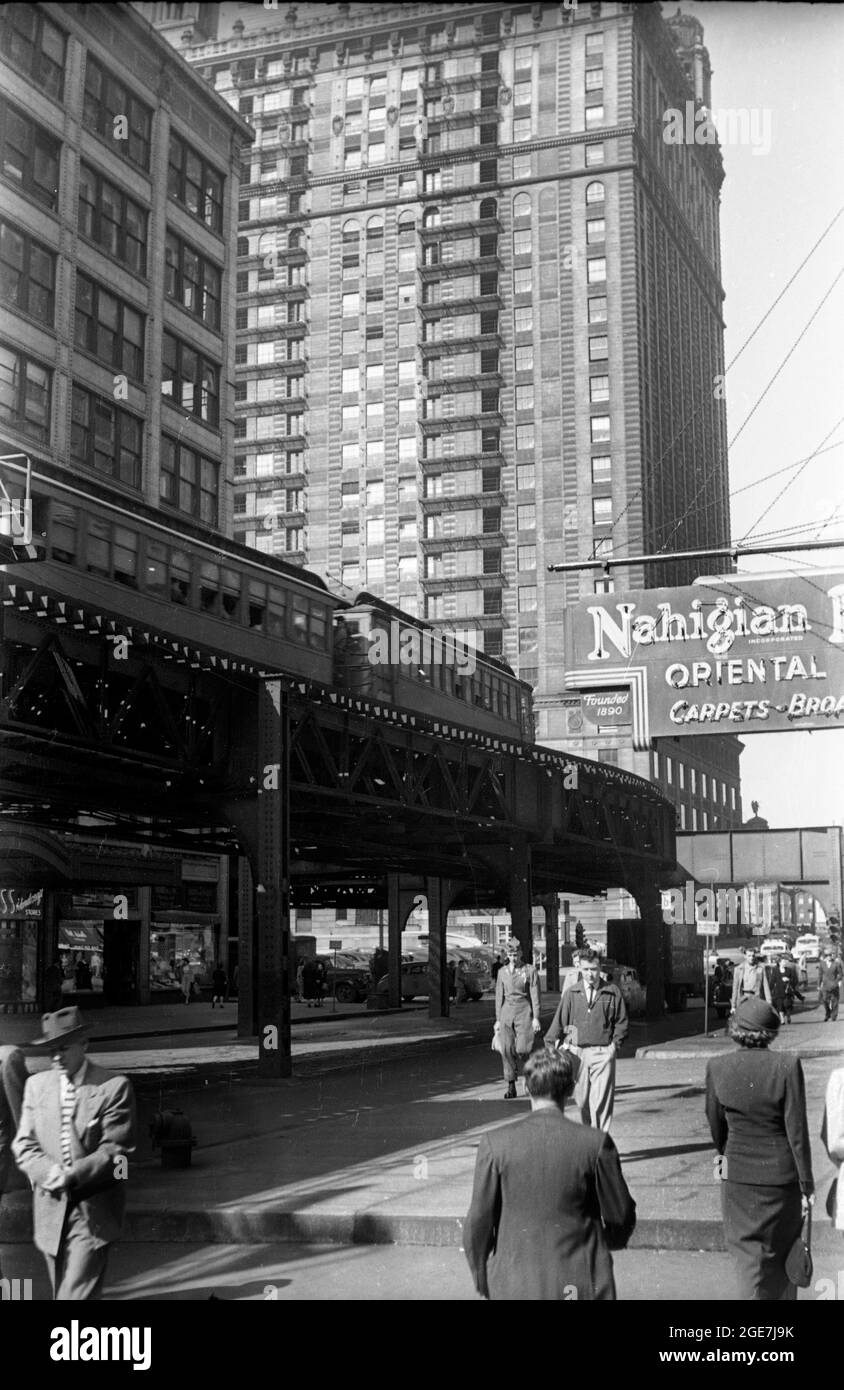 New York 1952 Elevated Line Railway U-Bahn am Broadway Stockfoto