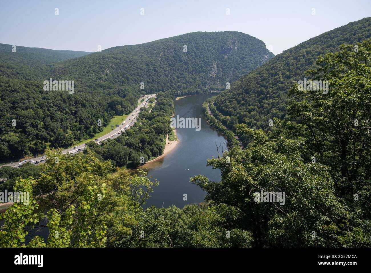 Delaware Water Gap vom Mt. Minsi Stockfoto