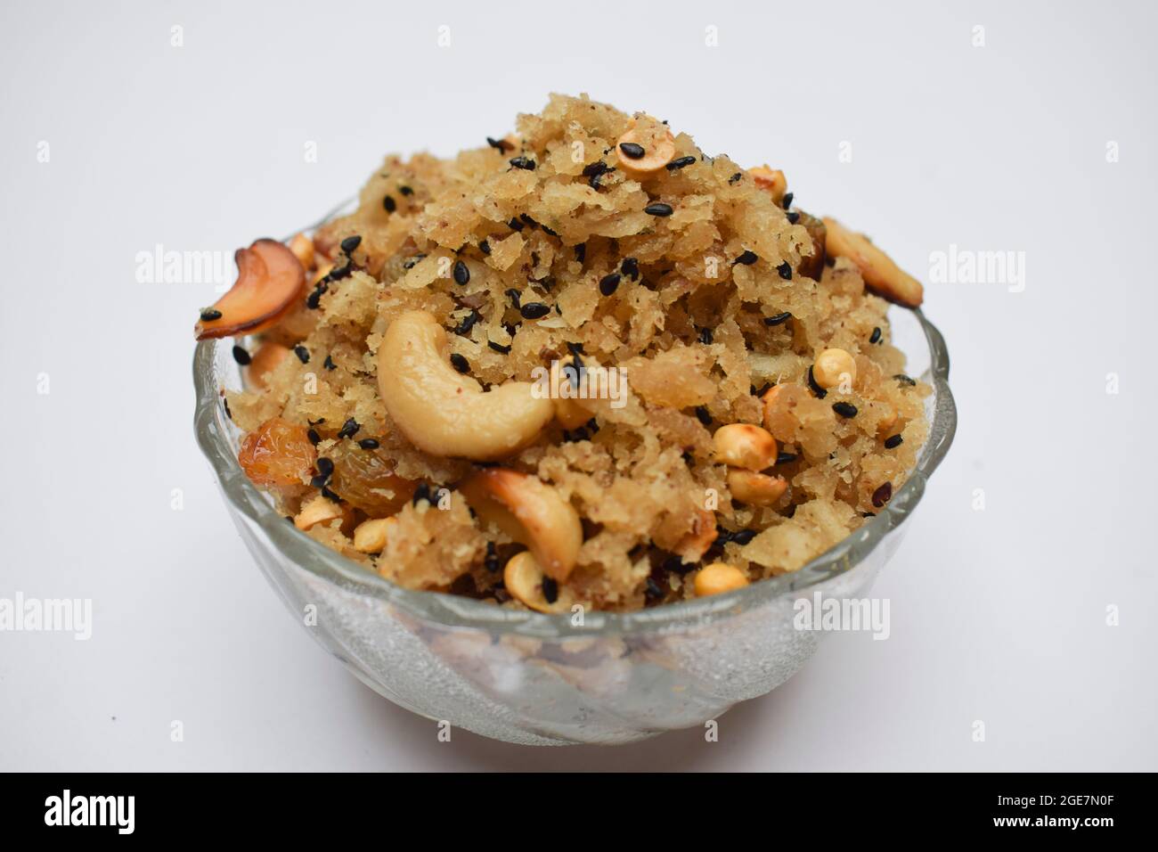 Panchagajjaya ist ein süßes Gericht, das Lord Ganesha während der Ganesh chaturthi Festfeier angeboten wird. Prashhad aus Poha, Jaggery, schwarzem Sesam und dr Stockfoto