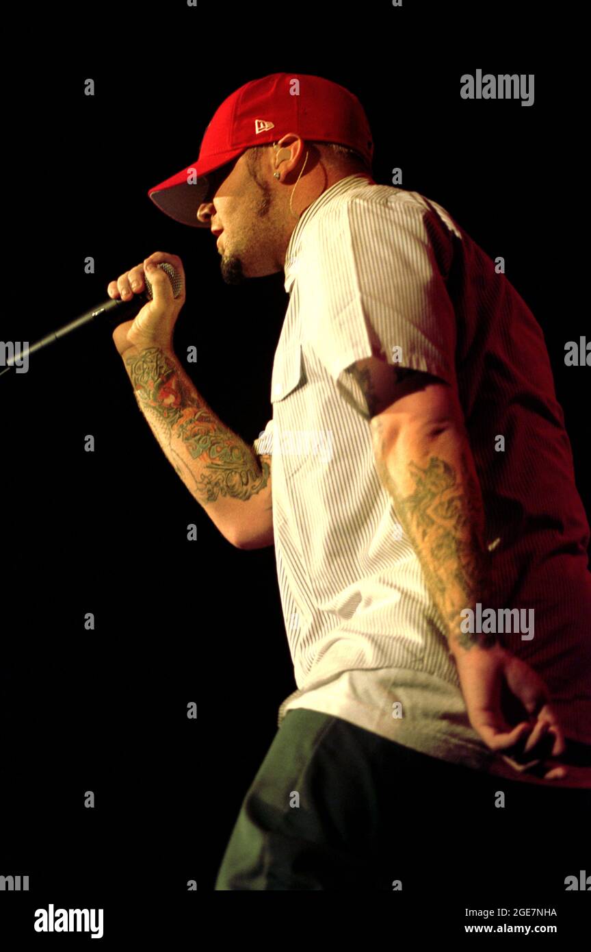 Mailand Italien 2001-05-26 : Live-Konzert des Limp Bizkit im Forum Assago, Fred Durst Stockfoto