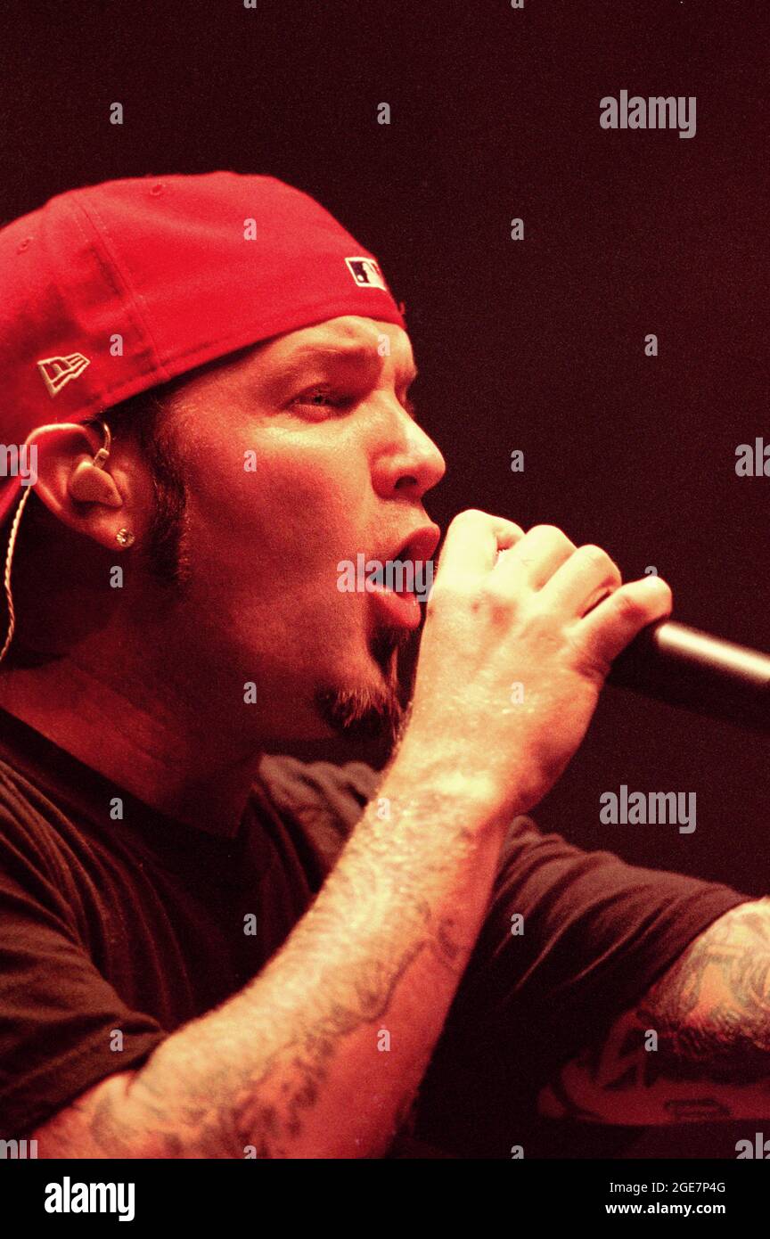 Bologna Italien 2000-09-03 : Live-Konzert des Limp Bizkit bei den Independent Days ,Fred Durst Stockfoto