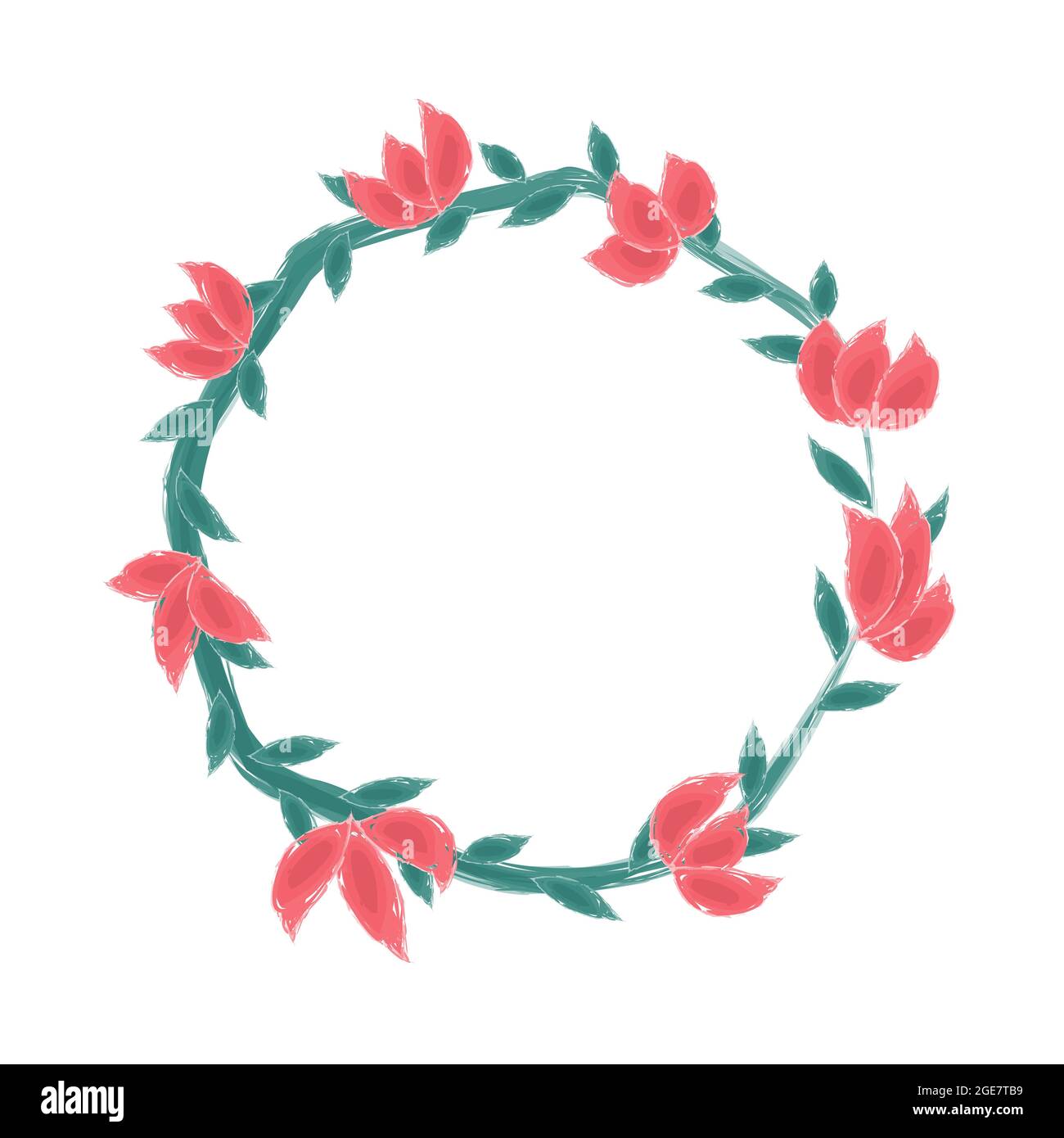 Vektor Kräuterrahmen Design für Karten mit Blumen. Rustikales Vintage Bouquet in grünen und rosa Farben Stock Vektor