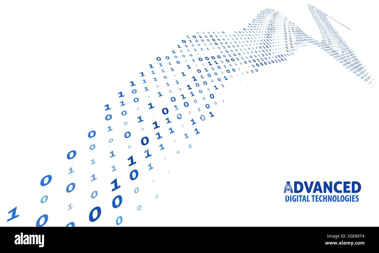 Vorlage für Advanced Digital Technologies. Stream von Binärcode. Digitale Vektorgrafiken Stock Vektor