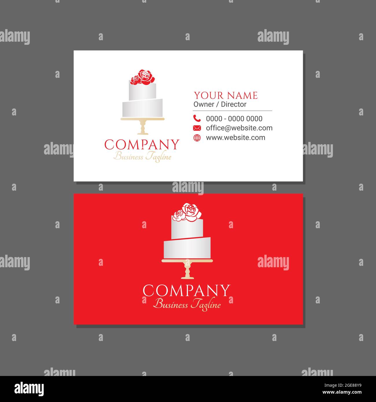 Visitenkarte Mit Rotem Kuchen Stock Vektor