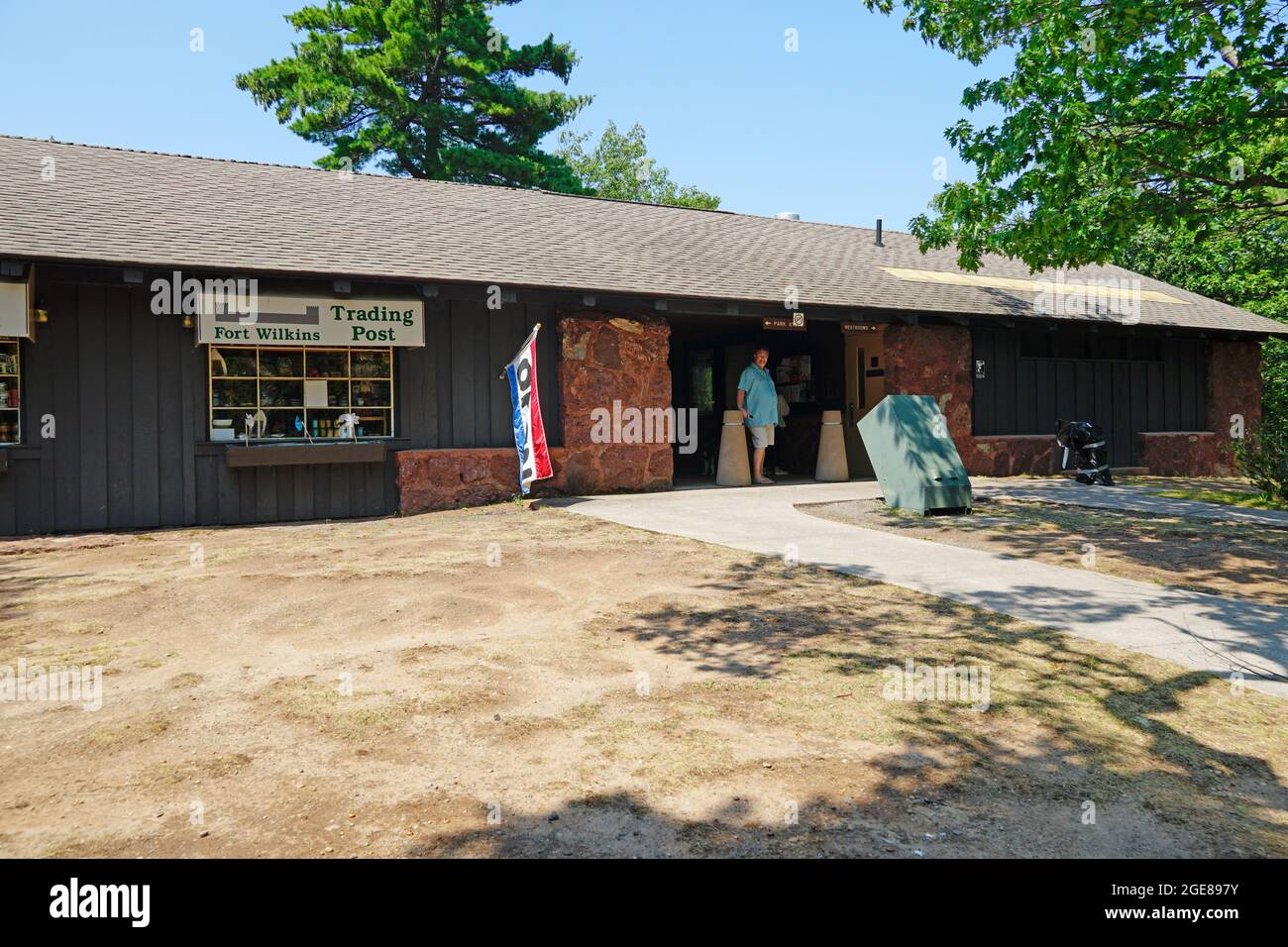 Snack Bar/Souvenirladen im Fort Wilkins State Park Stockfoto