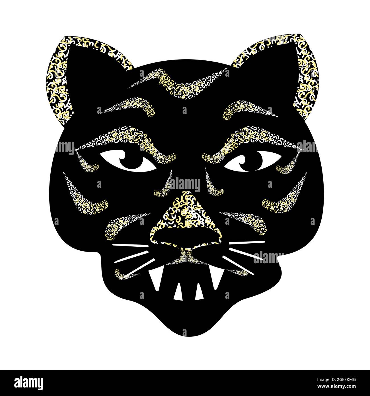 Gesicht des Tigers. Vektorgrafiken auf weißem Hintergrund isoliert. Chinesisches Neujahr. Stilvolles Logo-Design. Stock Vektor