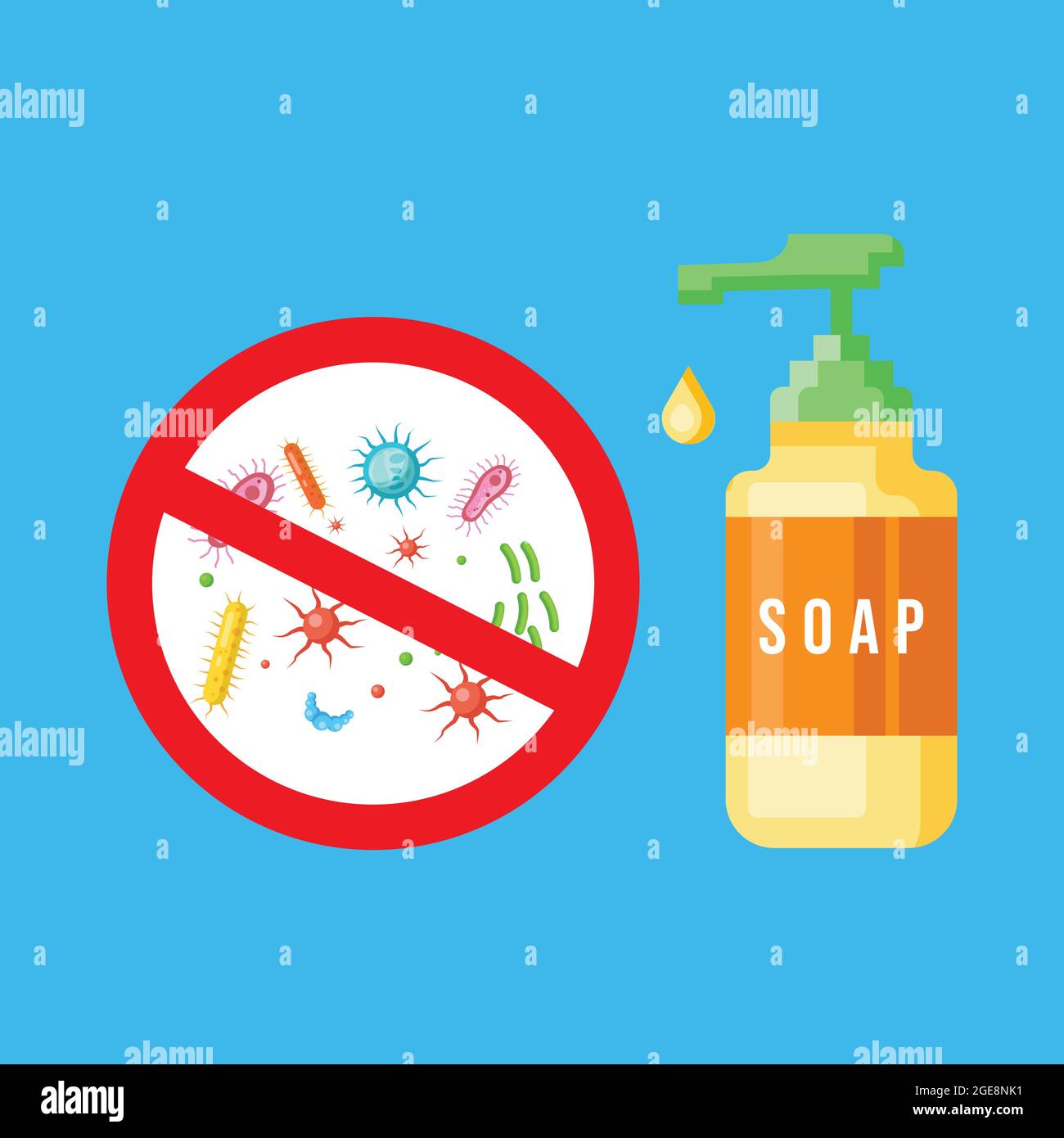 vektorgrafik Symbol Handwäsche mit Seife kann Viren, Bakterien, Mikroben töten Stock Vektor