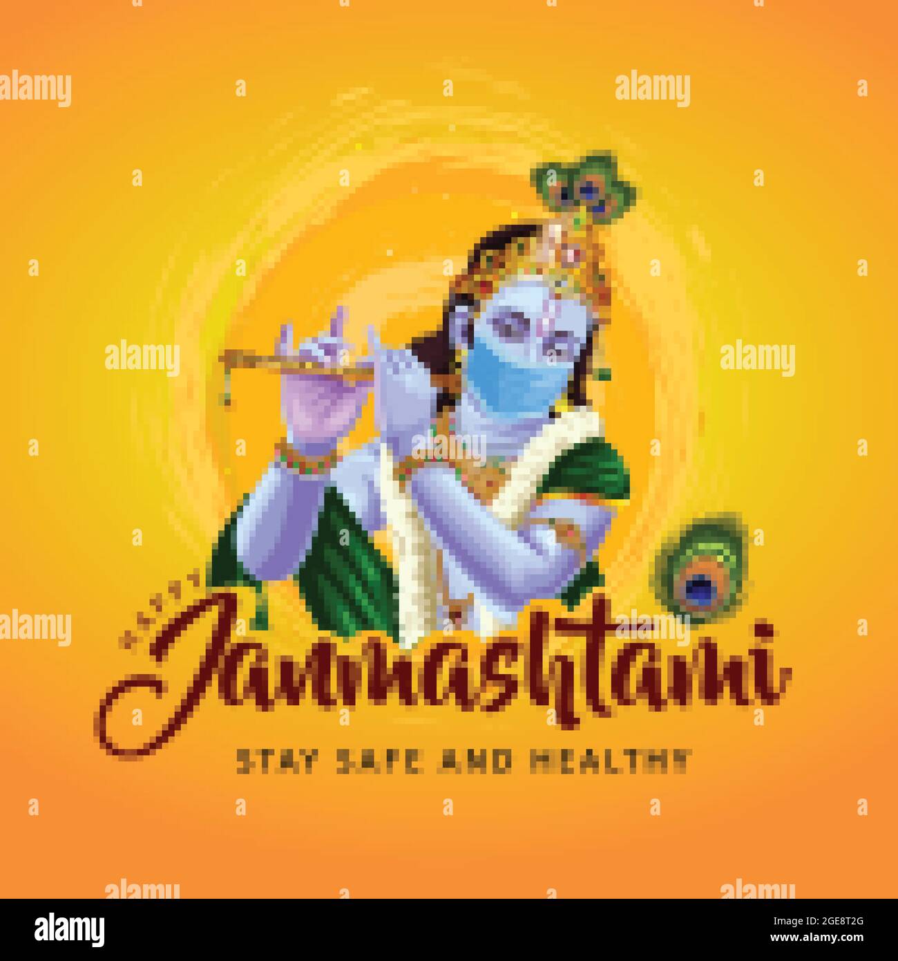 dahi handi-Festival der glücklichen shree krishna janmashtami. vektor-Illustration Design. Covid 19 , Coronavirus-Konzept Stock Vektor